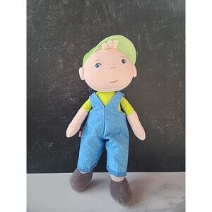 Haba Snug Up Till 10” Plush Boy Doll Freckles Overalls Green Hat New W/ Tags
